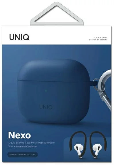 Uniq Nexo Active Hybrid Silicone Airpods 3Rd Gen Case With Sports Ear Hooks Caspian