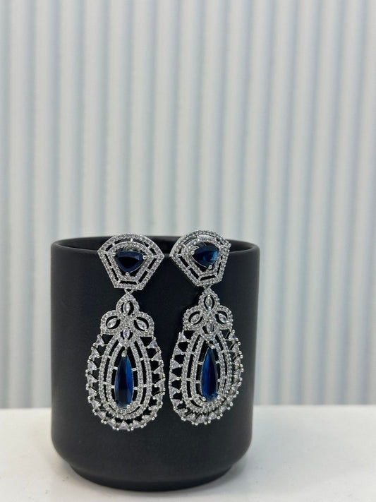 American Diamond Earring in Royal Blue