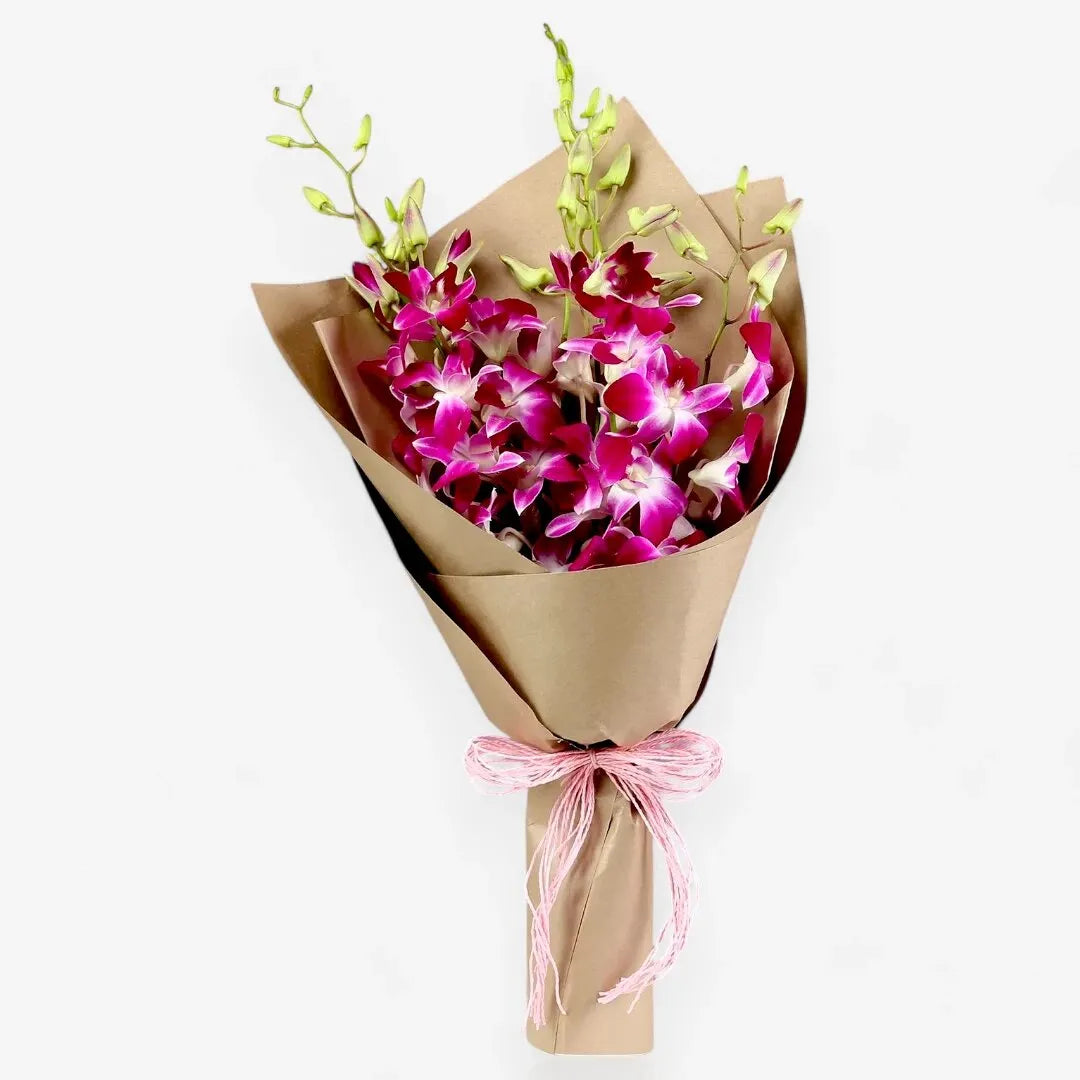 Fresh Orchid Roses Flower Bouquet