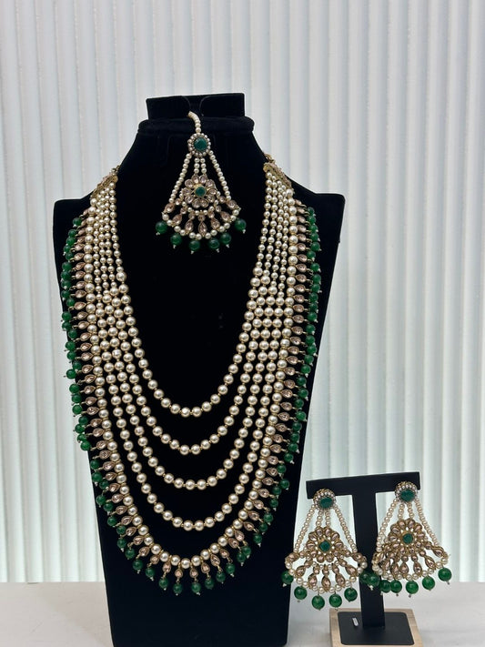 Mehendi Polish Necklace Set In Green