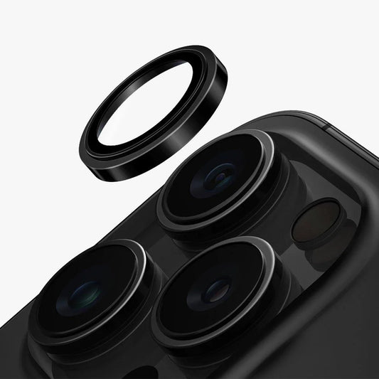 Uniq Optix Iphone 16 Pro 6.3/Pro 6.9 (2024) Stainless Steel Frame Sapphire Camera Lens Protector - Gunmetal Black (Black)