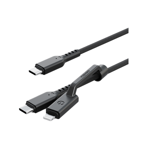 Energea Flow Duo 2-In-1  C To C + Lightning Cable, 480Mbps, 240W, 1.5M