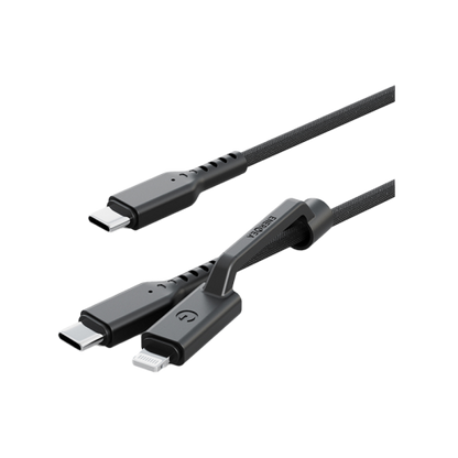 Energea Flow Duo 2-In-1  C To C + Lightning Cable, 480Mbps, 240W, 1.5M