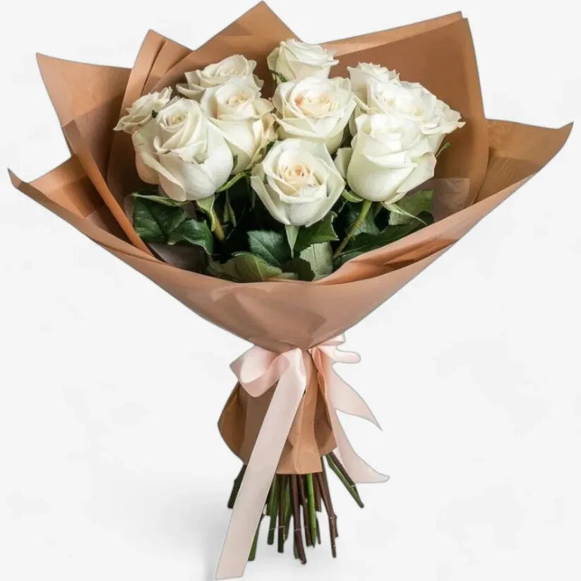 Fresh White Roses Flower Bouquet