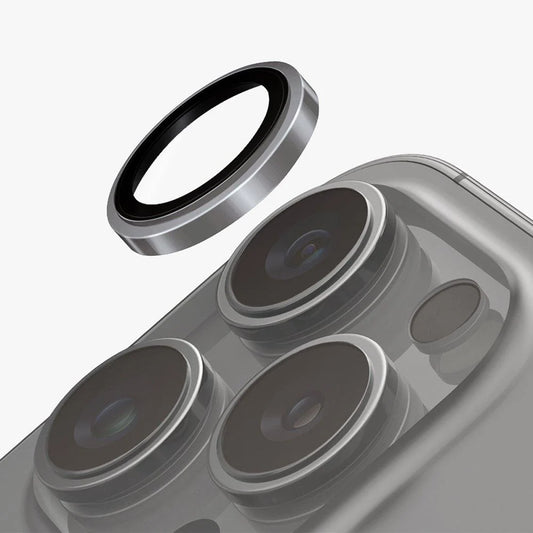 Uniq Optix Iphone 16 Pro 6.3/Pro 6.9 (2024) Stainless Steel Frame Sapphire Camera Lens Protector - Chrome Grey (Grey)