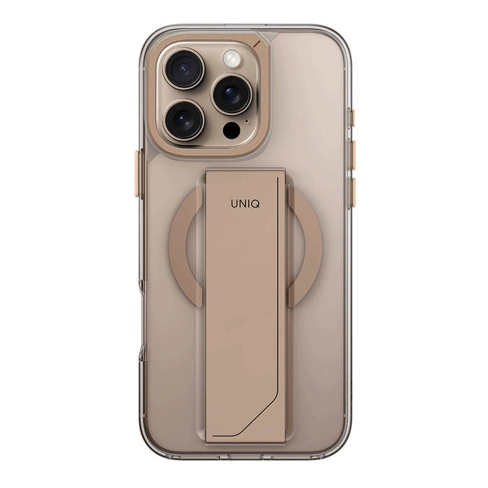 Uniq Hybrid Iphone 16 Pro (2024) 6.3 Heldro Max Magclick With Camera Stand - Taupe Gold (Taupe Gold)