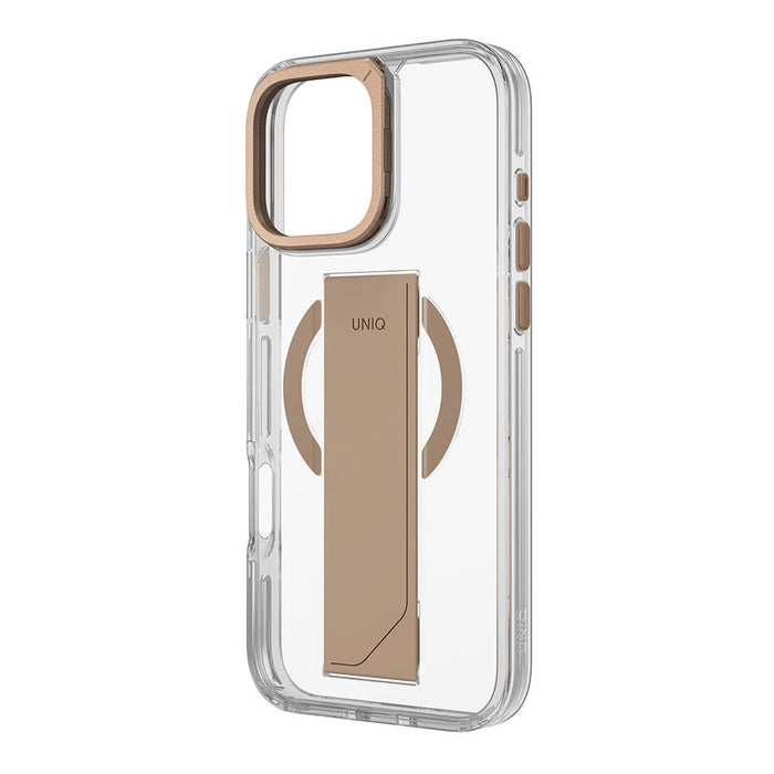 Uniq Hybrid Iphone 16 Pro (2024) 6.3 Heldro Max Magclick With Camera Stand - Taupe Gold (Taupe Gold)