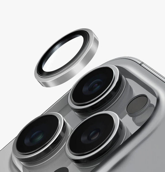 Uniq Optix Iphone 16 Pro 6.3/Pro 6.9 (2024) Stainless Steel Frame Sapphire Camera Lens Protector - Sonic Silver (Sonic Silver)