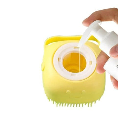 Pet Soap Bath Massage Brush Comb (Yellow)