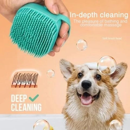 Pet Soap Bath Massage Brush Comb (Yellow)