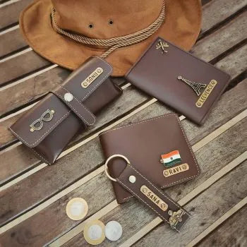 4Pc Combo (Keychain/SpecsCover/Passport CoverMen Wallet)