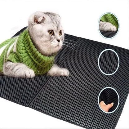 Cat Double Layer Litter Mat (Black)