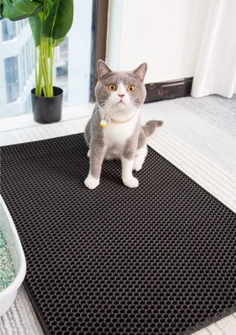 Cat Double Layer Litter Mat (Black)