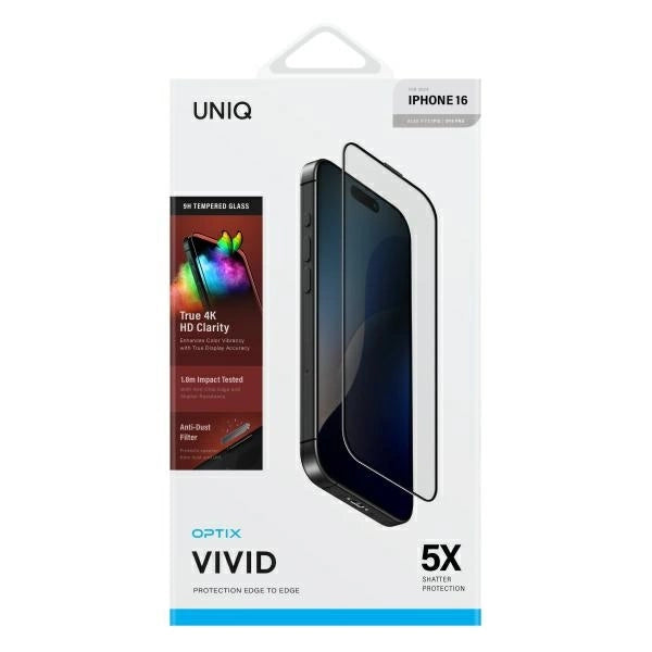 Uniq Optix Vivid Clear Iphone 16 (2024) 6.1 Glass Screen Protector - Vivid Clear