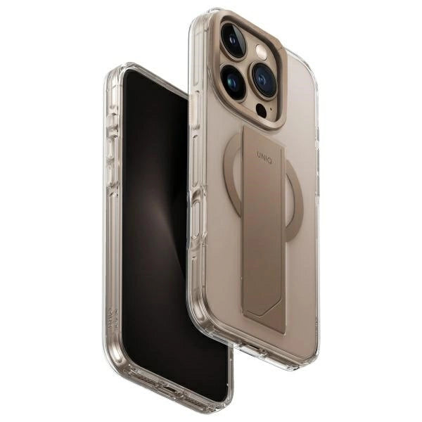 Uniq Hybrid Iphone 16 Pro (2024) 6.9 Heldro Max Magclick With Camera Stand - Taupe Gold (Taupe Gold)