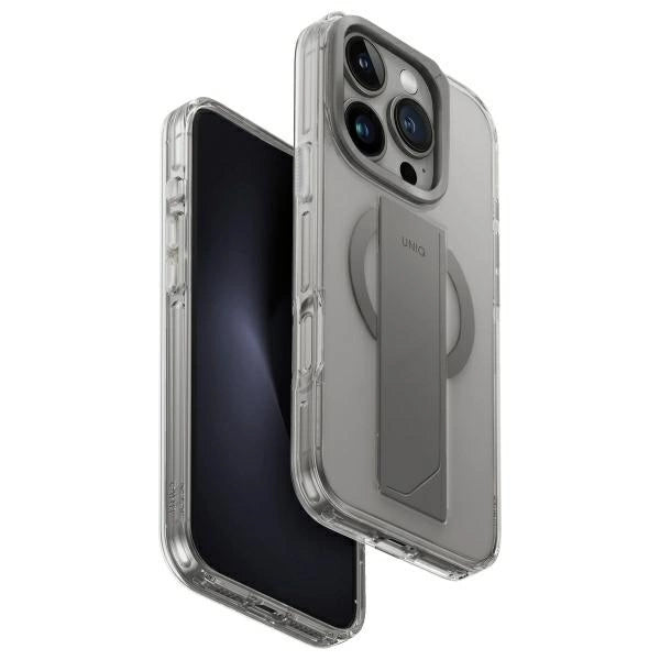 Uniq Hybrid Iphone 16 Pro (2024) 6.9 Heldro Max Magclick With Camera Stand - Lucent (Clear)