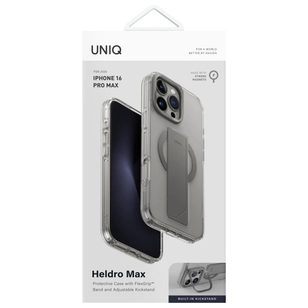 Uniq Hybrid Iphone 16 Pro (2024) 6.9 Heldro Max Magclick With Camera Stand - Lucent (Clear)