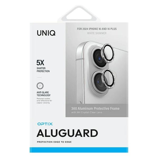 Uniq Optix Iphone 16 (2024) 6.1/6.7 Aluminium Shimmery Camera Lens Protector - White Shimmer (White)