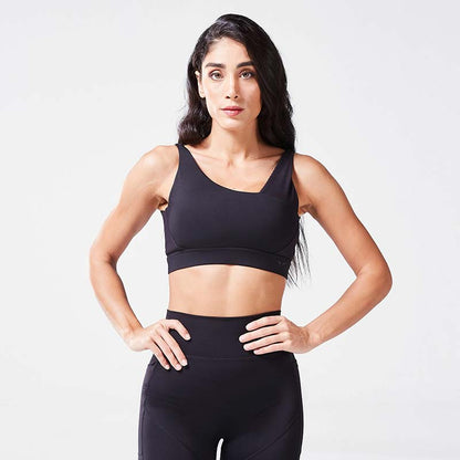 SQUATWOLF Code Ribbed Asymmetric Bra - Black