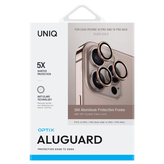 Uniq Optix Iphone 16 Pro (2024) 6.3/6.9 Aluminium Camera Lens Protector - Taupe Gold (Taupe Gold)